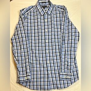 Banana Republic Camden Fit men’s L shirt, non-iron cotton, blue plaid,EUC